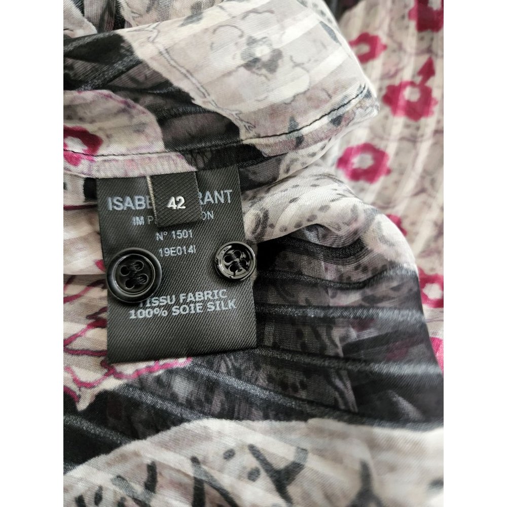 Isabel Marant NWT Daws Silk Blouse  Sheer Floral Black Shirt Top Extra Large XL - Picture 8 of 8